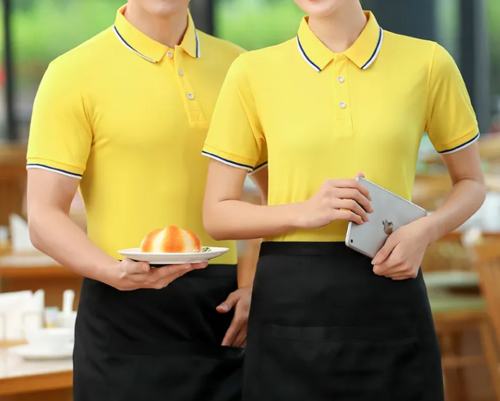 黃色酒店職業(yè)裝展示，酒店服務(wù)員制服